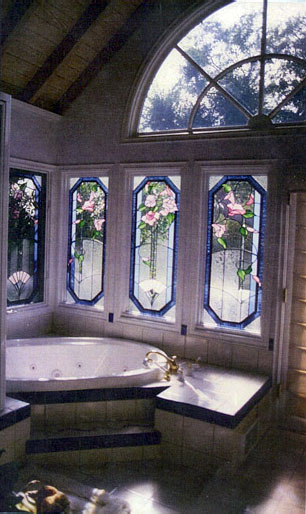 leaded glass bathroom