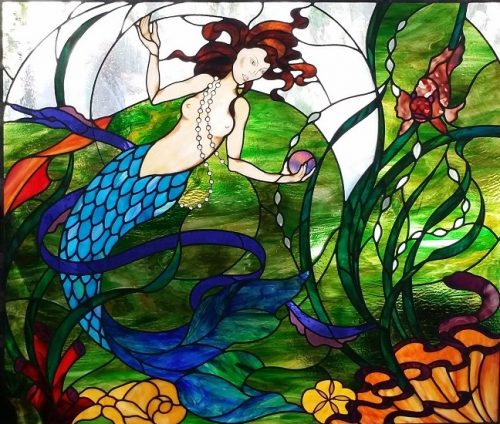 mermaid stained glass